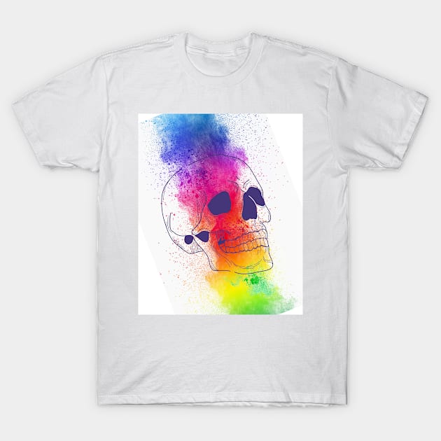 💀🎨Crazy beautiful halloween skull design skeleton - colorful, painting, psychedelic T-Shirt by MIND FOX